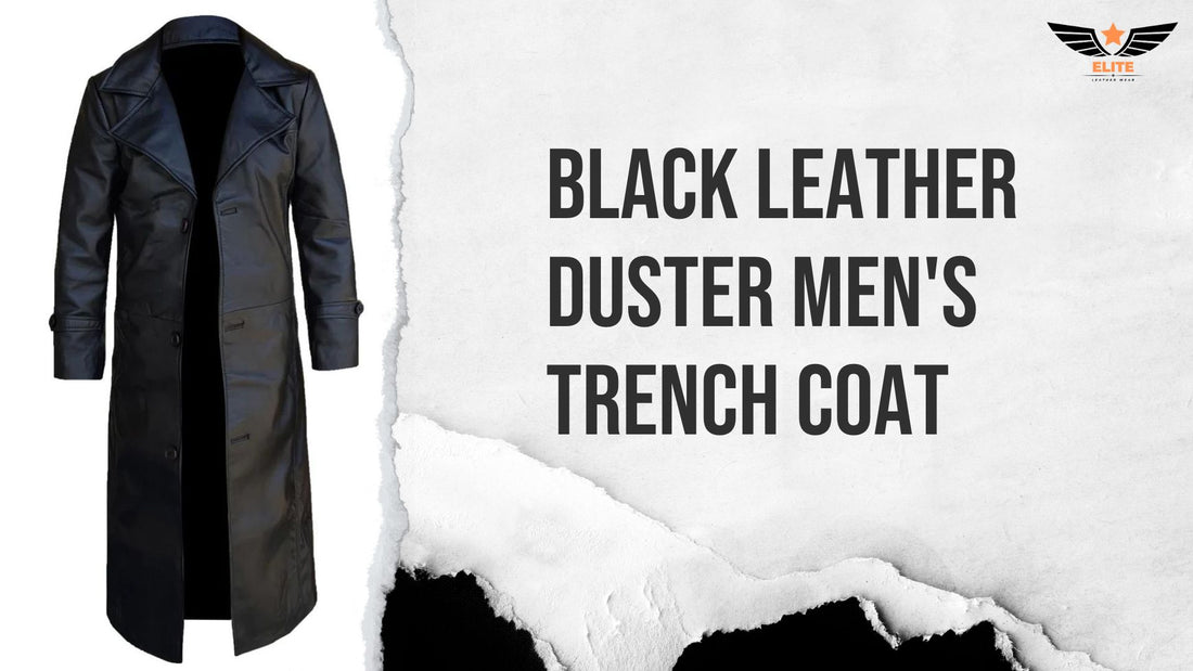 Men's Black Leather Duster: Classic Trench Coat Style