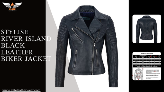 river island black leather biker jacket​