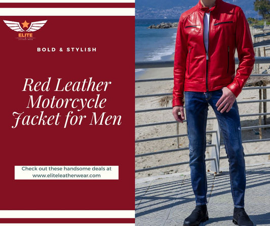 Bold & Stylish: Red Leather Motorcycle Jacket for Men