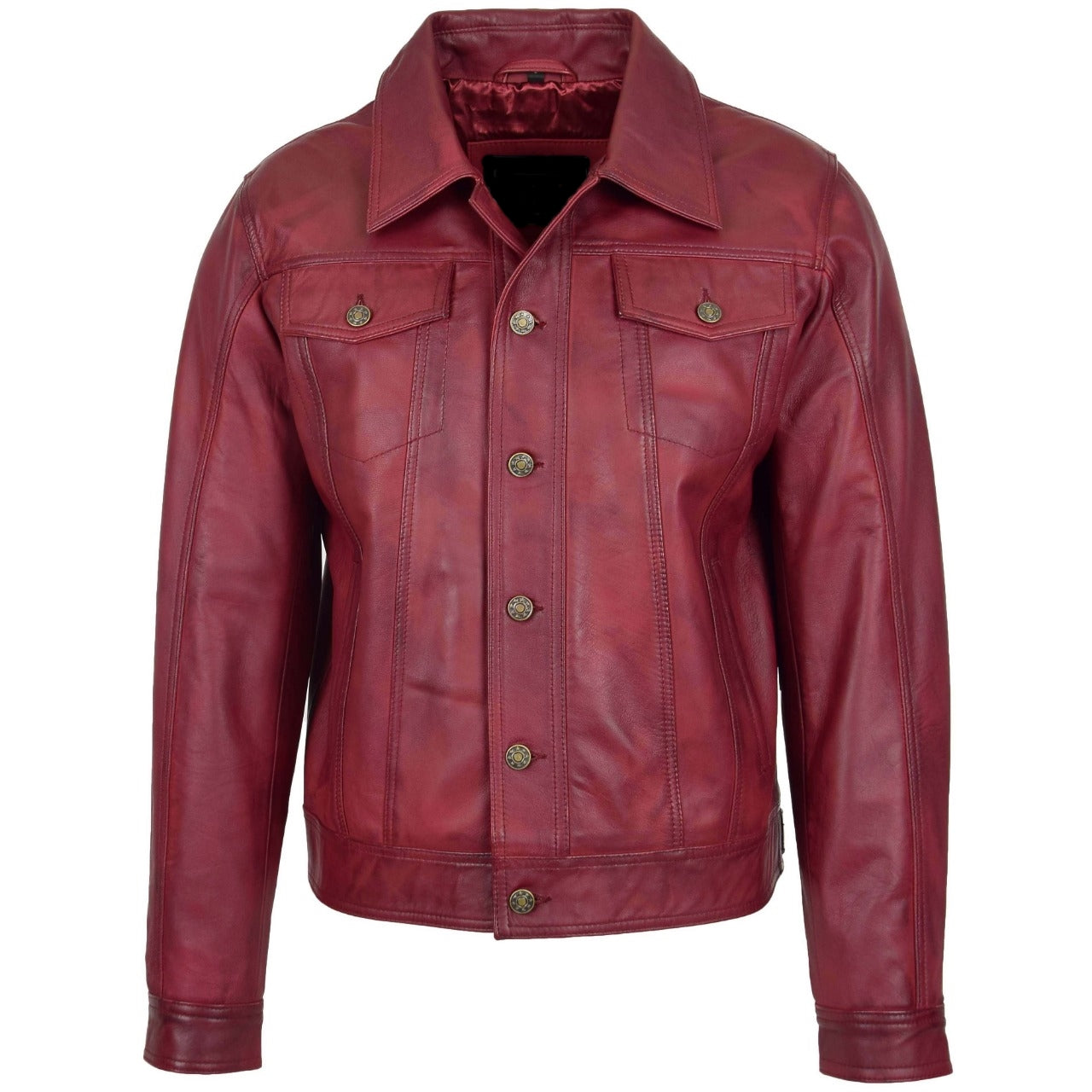 Maroon Sheepskin Leather Jacket Men