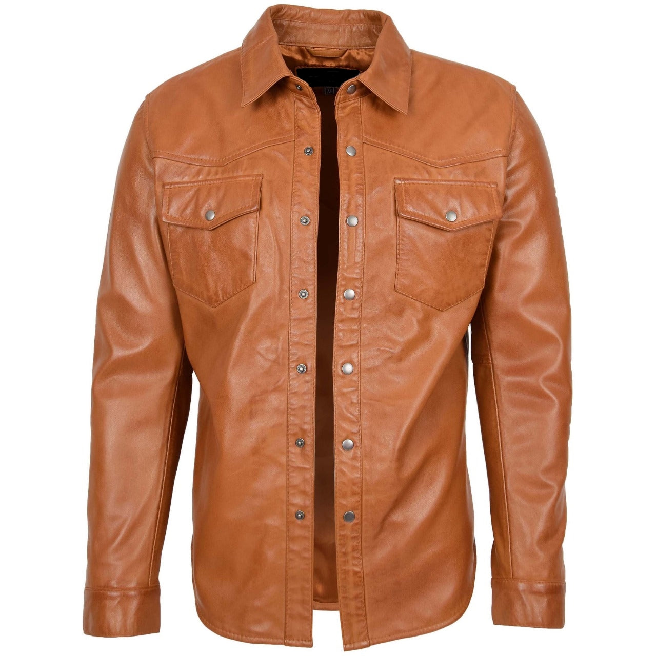 Mens Shirt Tan Leather Jacket For Men