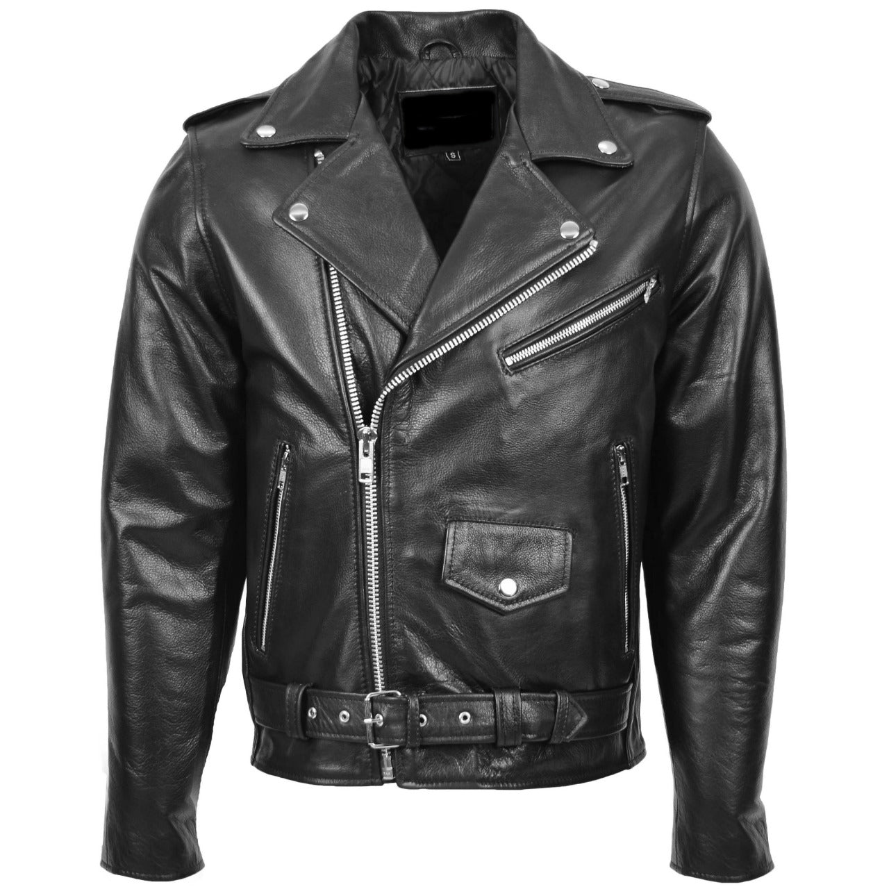 Mens Black Biker Leather Jacket