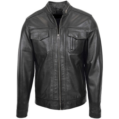 Mens Zipper Collar Leather Jacket For Men