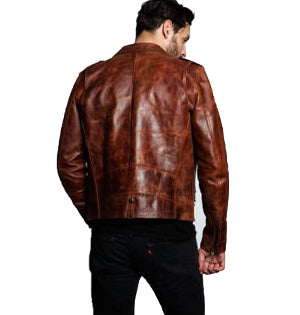 Designer Men s Dark Brown Leather Moto Jacket