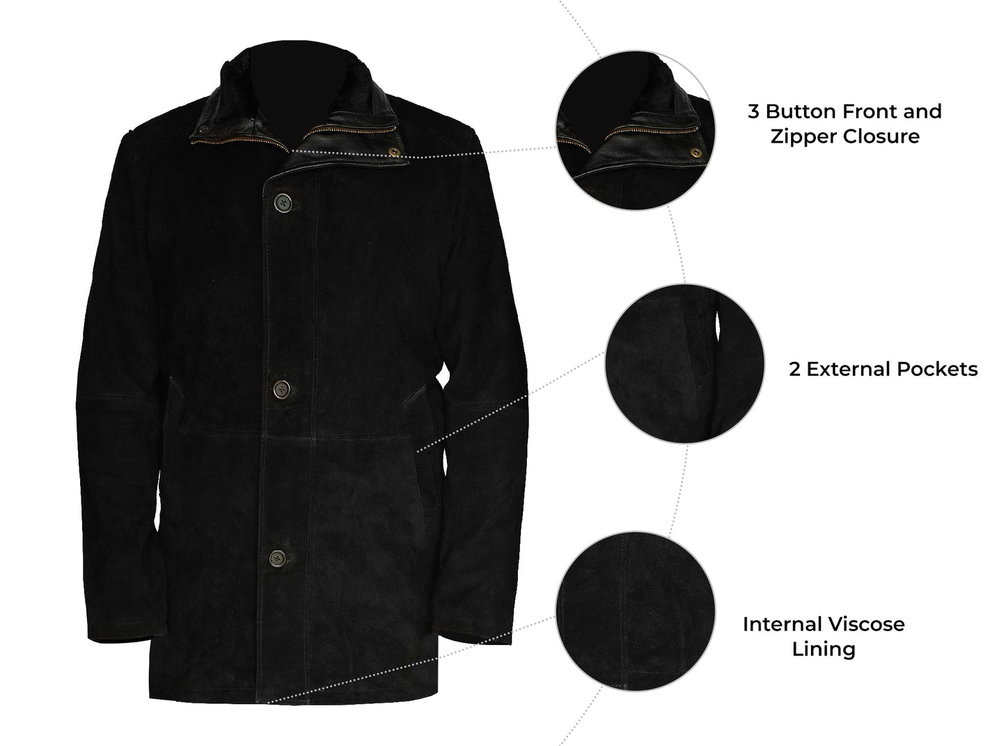 Leather leather coats for men – suede jacket men and long leather coat Black Small