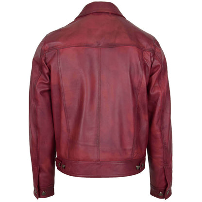 Maroon Sheepskin Leather Jacket Men