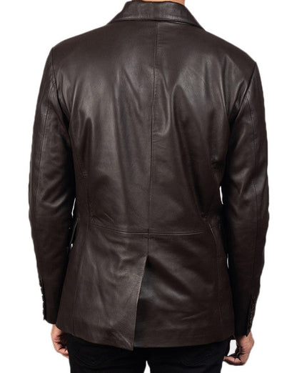 Brown Leather Blazer For Men