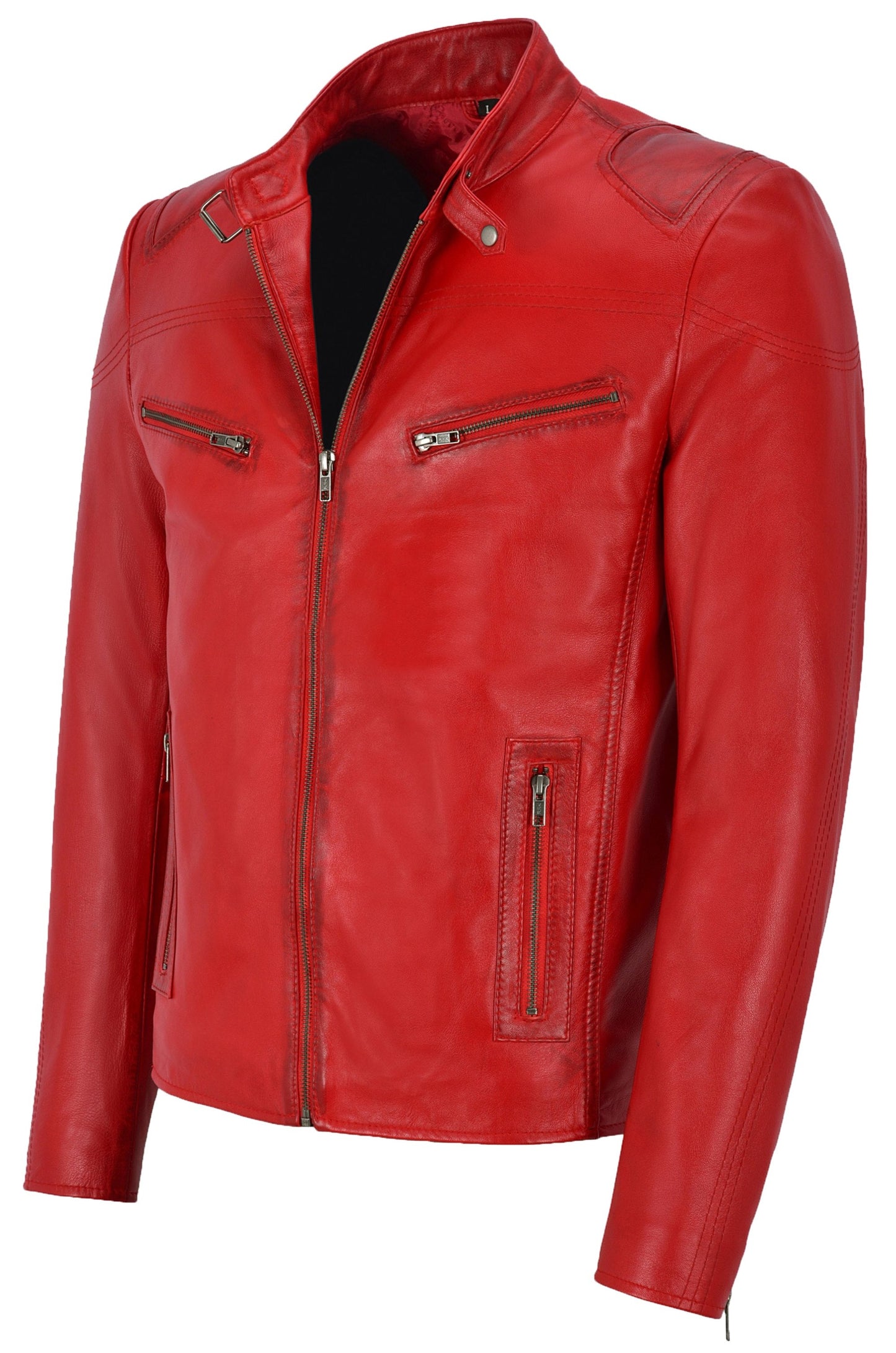 Red Leather Motorcycle Jacket For Men