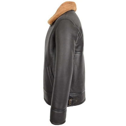 RAF Bomber Ginger Men B3 Bomber Jacket Aviator Real Shearling Leather Jacket