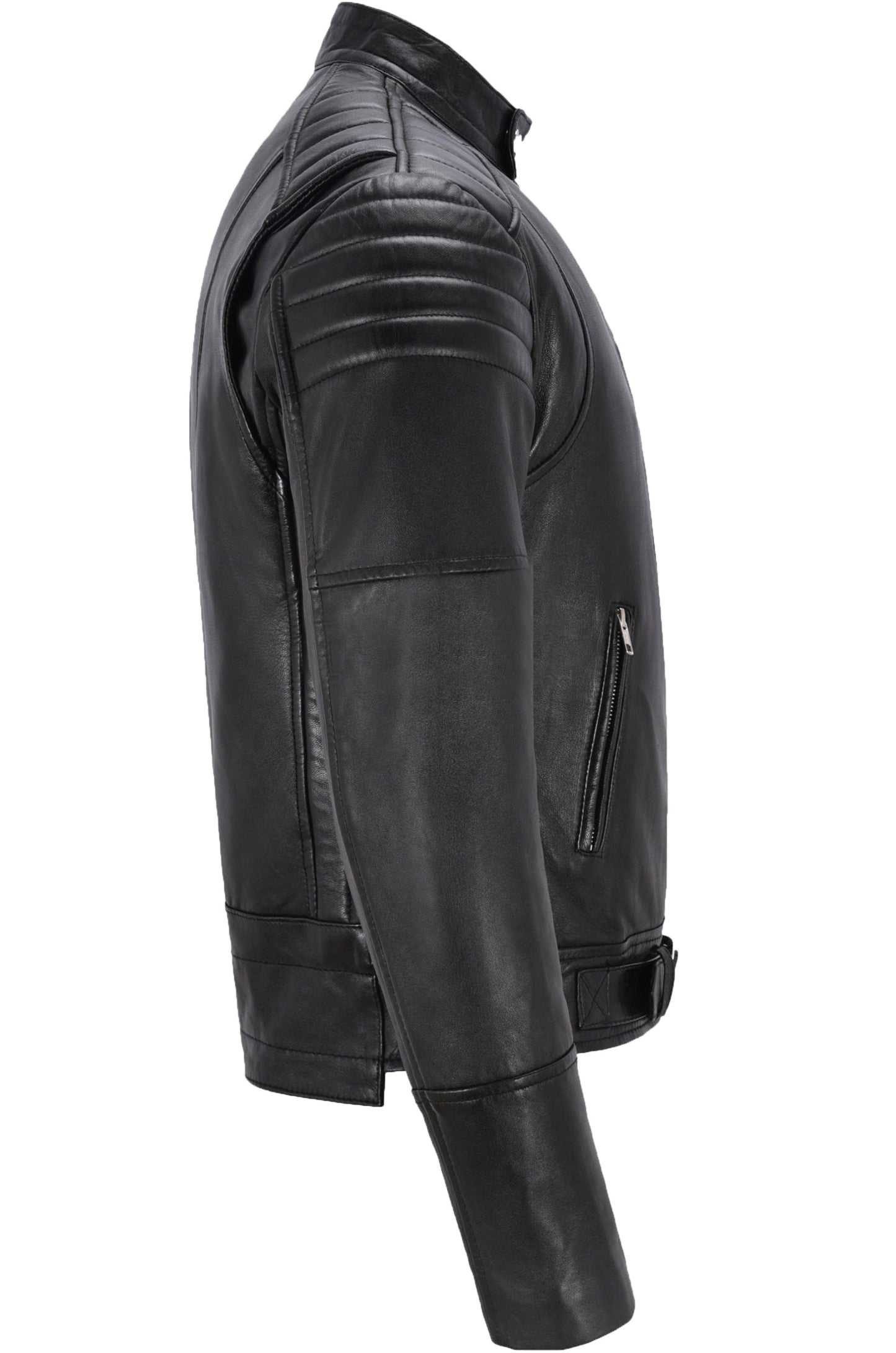 Black Leather Bike Jacket For Men