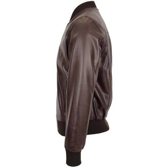 Mens Brown A2 Bomber Sheepskin Leather Jacket