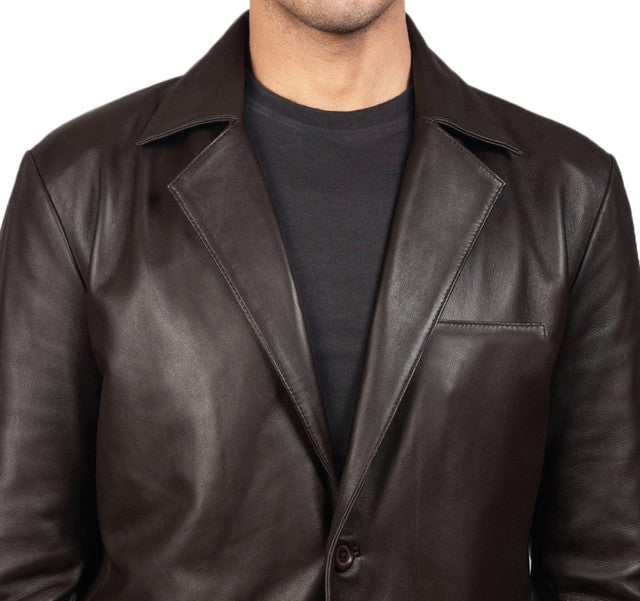 Brown Leather Blazer For Men