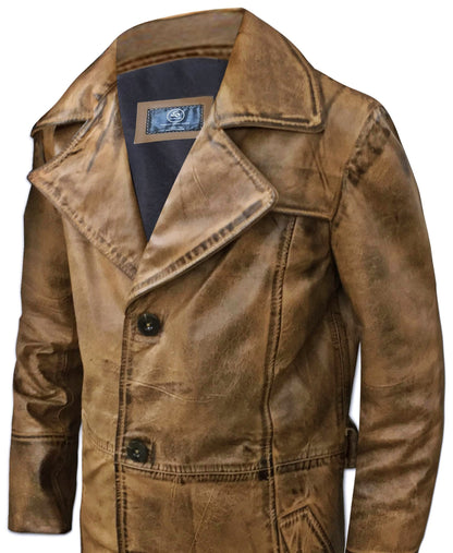 Leather Duster Trench Coat For Men