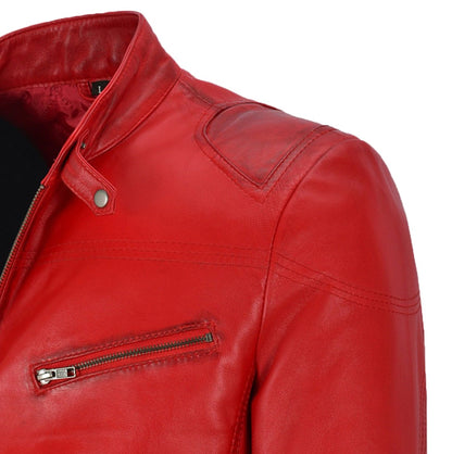 Red Leather Motorcycle Jacket For Men