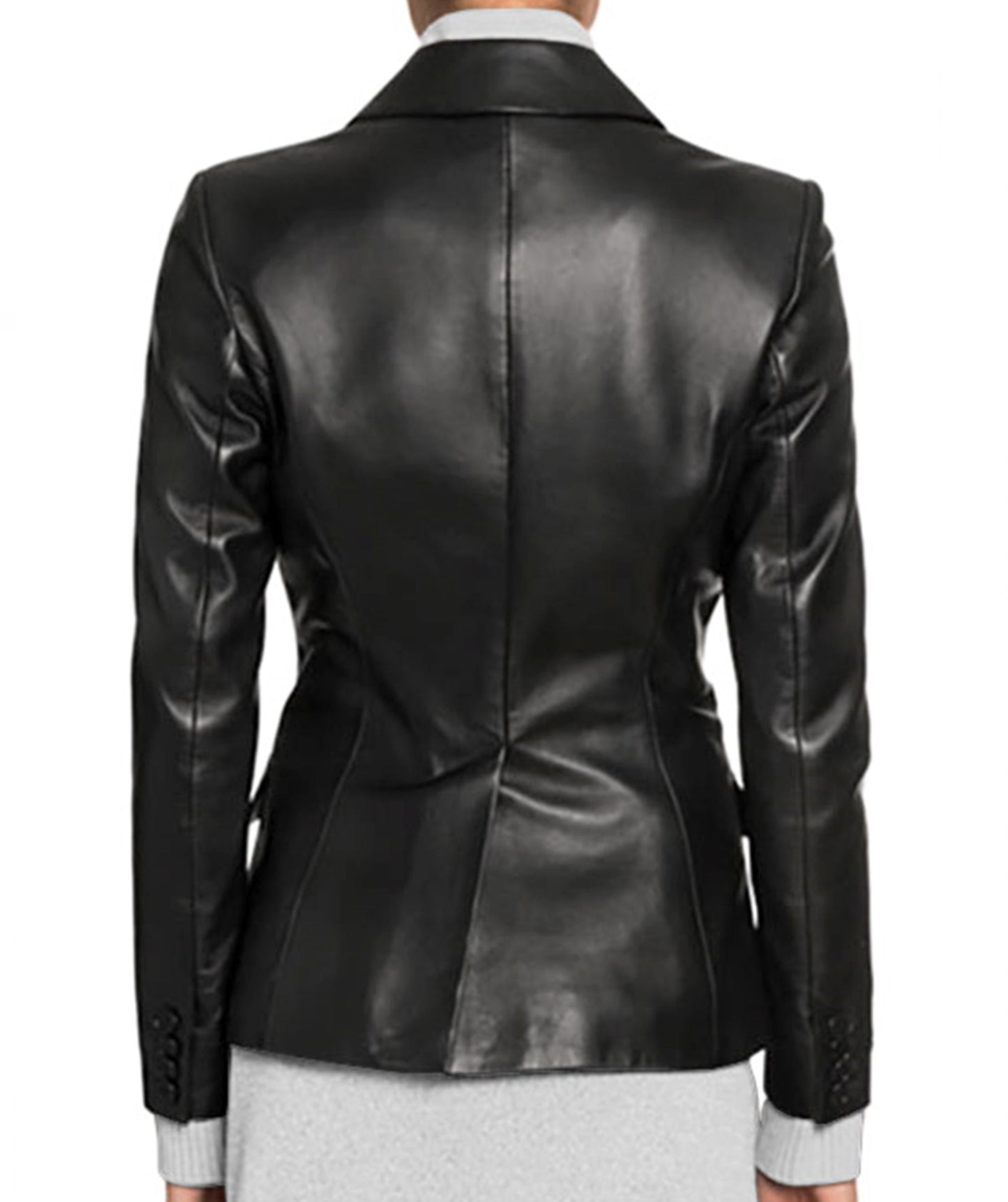 Women's Two Button Formal Wear Leather Blazer Coat