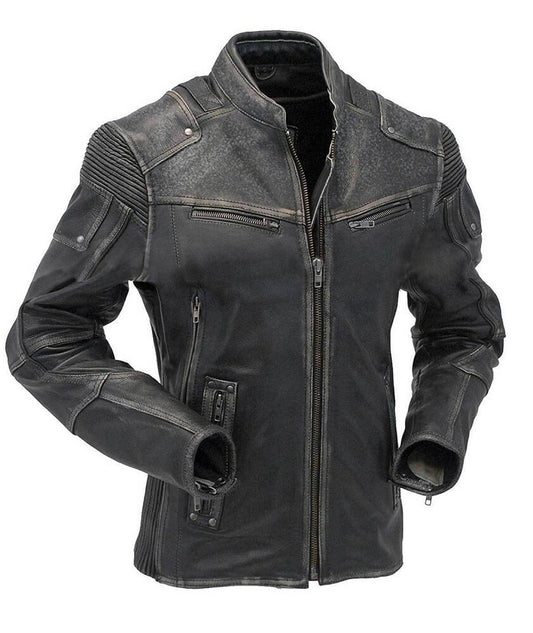 Classic Mens Vintage Cafe Racer Leather Jacket