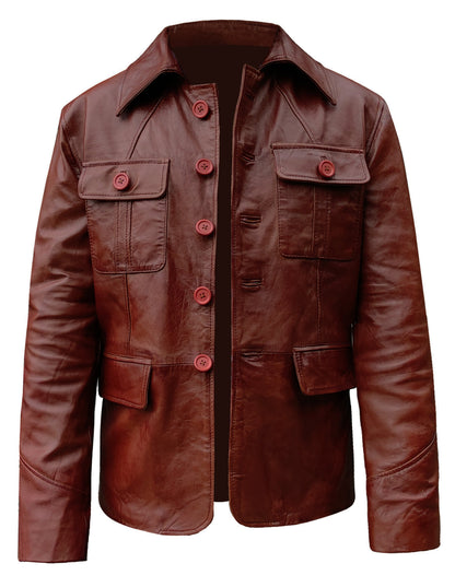 Brown Wax Mens Classic Leather Blazer