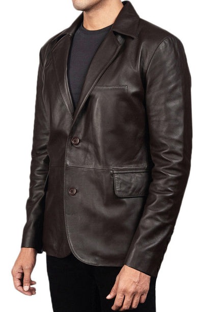 Brown Leather Blazer For Men