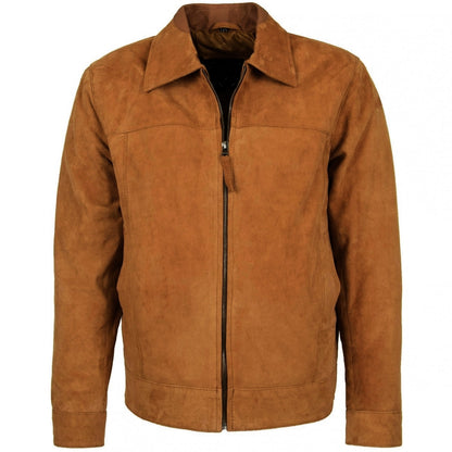 Men's Brown Suede Sheepskin Leather Jacket