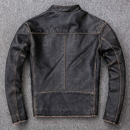 Men s Vintage Black Leather Motorcycle Jacket