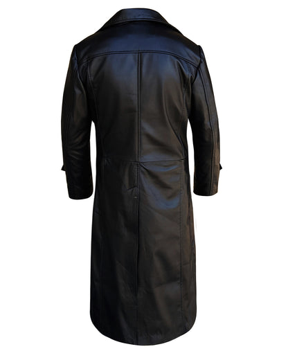 Black Leather Duster Men's Trench Coat