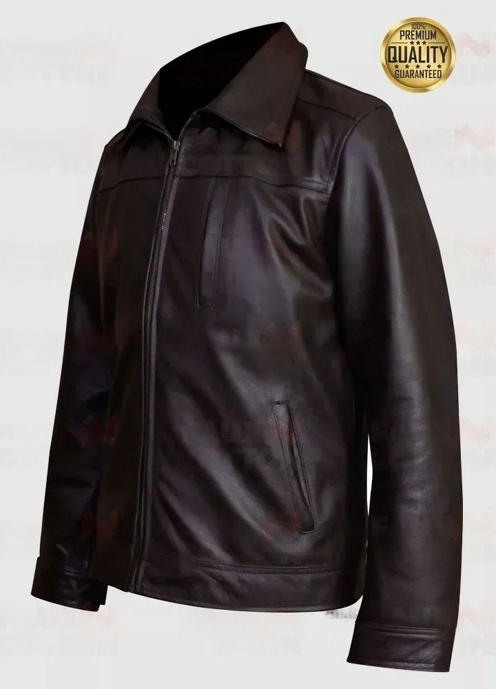 Looking Glass Watchmen Brown  Faux Leather Jacket