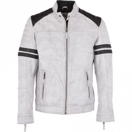 Leather Faux Biker Jacket White : Brody
